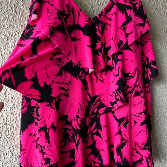 Women's Aqua Green Triple Tier Tankini Hot Pink & Black Top only XL NWT - Picture 3 of 7